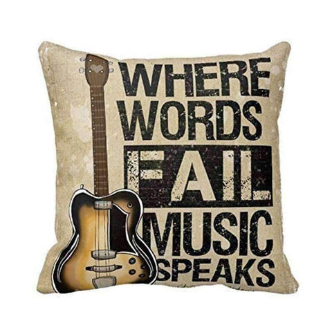 Music Bumblebees Where Words Fail Music Speaks Music Themed Cushion Pillow Case Cover with Music Notes and Piano Various Patterns - Keyboard, Guitar, Piano, Saxephone, French Horn, Trumpet